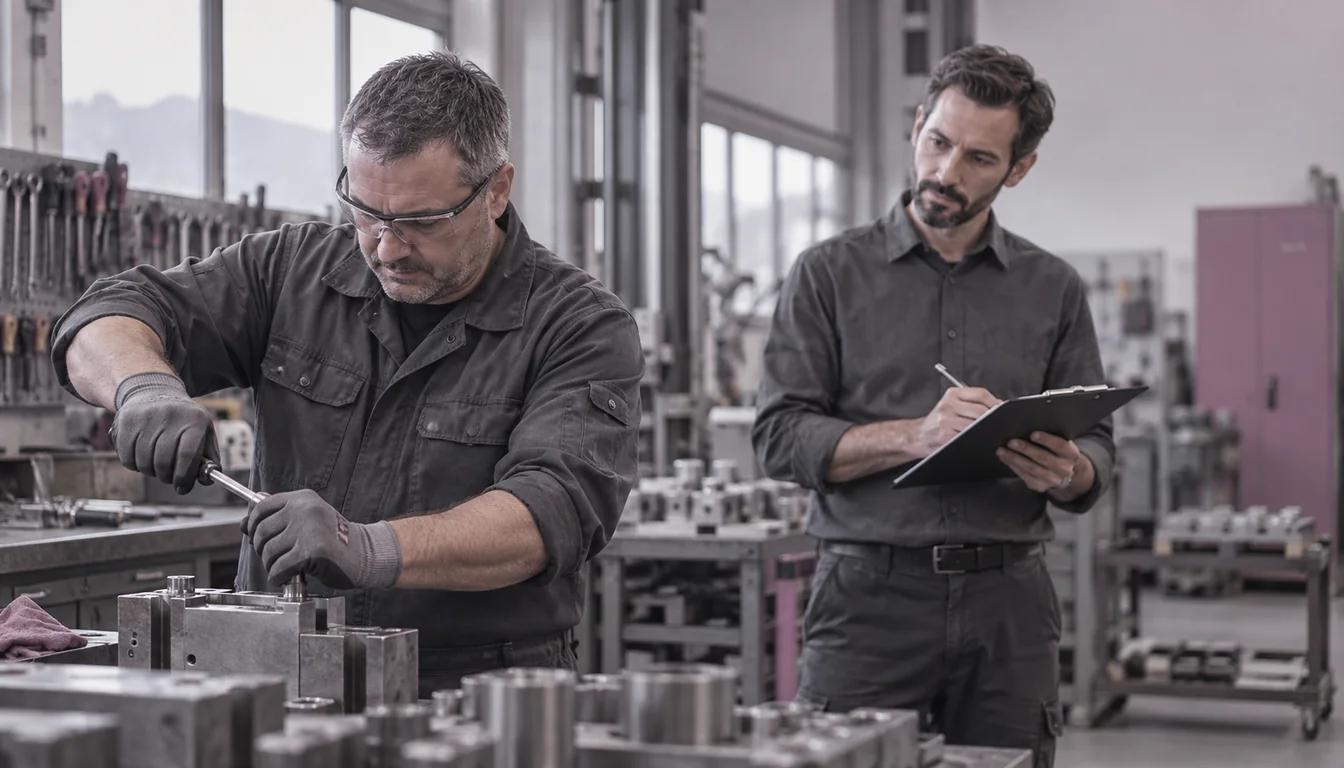Audit ergonomique : le relevé des contraintes sur place (NovaFree) Conseiller NovaFree observant et notant les gestes d'un opérateur en activité, lors d'un audit ergonomique en entreprise