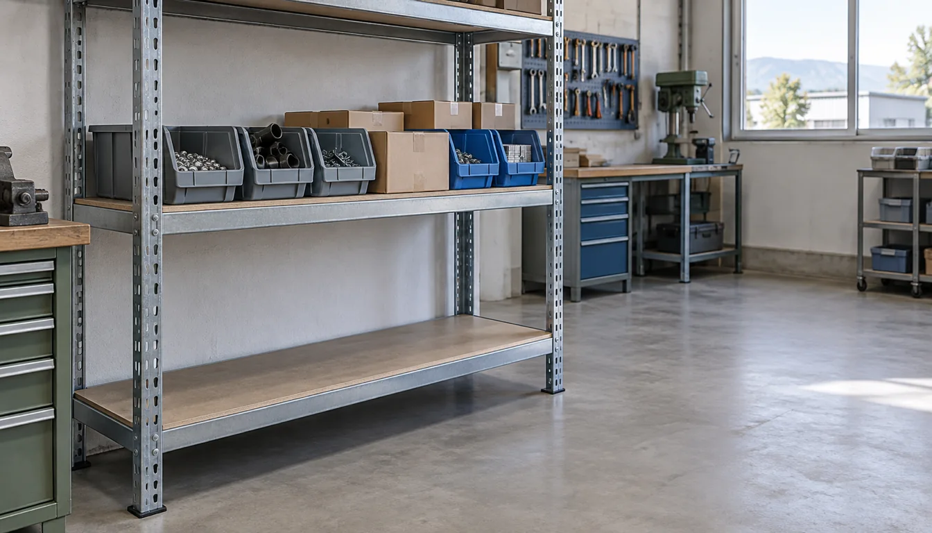 Substitution en ergonomie : rayonnage remonté pour supprimer la flexion (NovaFree) Rayonnage d'atelier remonté à hauteur de hanche, la charge se prend sans fléchir le dos